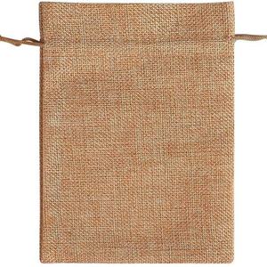 Sac à cordon en mousseline personnalisé avec logo, en toile de coton blanche et jute, petite pochette cadeau pour bijoux - Product Image 3