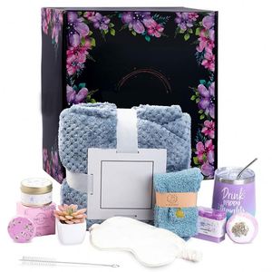 Cesta de Regalo para Baño con Bombas de Baño, Jabón, Velas, Manta de Condolencias y Sets de Regalo con Velas para Mujeres y Hombres - Product Image 1
