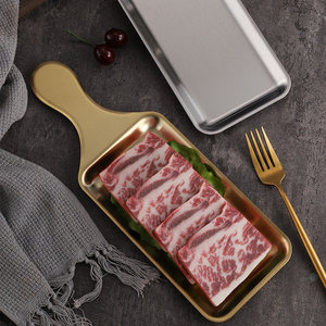 Plateau de service rectangulaire en acier inoxydable 304, couleur or et argent, pour la présentation des aliments, steak, snack, barbecue, vaisselle de table - Product Image 2