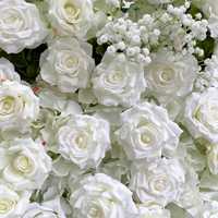 Panneau mural de fleurs artificielles en soie florale naturelle, toile de fond de mariage pour décorations photographiques