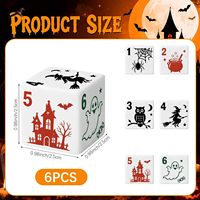 Lot de 6 dés de fête à thème Halloween en acrylique de 25 mm, blancs, pour la vente en gros, idéaux pour les bonbons ou les tours d'illusion et les packs cadeaux de fête