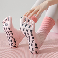 Chaussettes de Pilates à cinq doigts, chaussettes de yoga antidérapantes pour femmes, pour entraînement, Pure Barre, ballet, danse, chaussettes d'hôpital