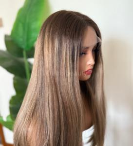 Perruques pour femmes juives orthodoxes avec mèches colorées, <span class=keywords><strong>perruque</strong></span> casher à cuticules alignées, douce et lisse, en dentelle suisse HD - Product Image 4