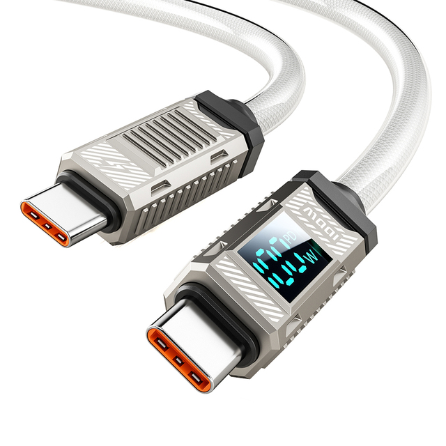 Toocki iPhone Fast Charge Cable 100W PD Protocol LED Real-Time Display Zinc Alloy Shell Thickened Braided for Entertainment Use
