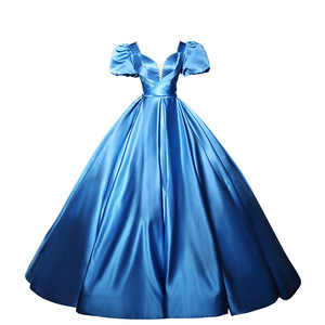 Blue Satin Ball Gown Sweetheart Neckline Empire Waistline Women Evening Dress For Art Exams Annual Meetings - Product Image 5