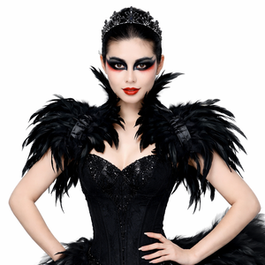Accessoires de costume de danse pour spectacle sur scène, festival, défilé, soirée en boîte de nuit : Épaulettes et châle d'épaule de luxe en plumes réglables - Product Image 2