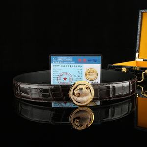 เข็มขัดหนังจระเข้แท้ 100% สำหรับผู้ชาย หรูหรา หัวเข็มขัดลายเสือดาวชุบทอง 24k  ขนาด 3.8 ซม. ระบายอากาศได้ดี - Product Image 2