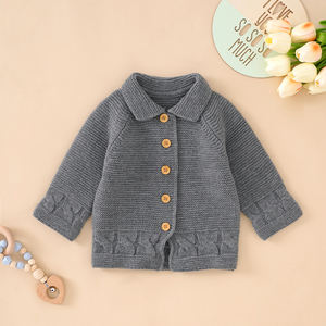 Ropa de Bebé Boutique, Ropa Infantil Suave, Suéter de Manga Larga con Botones, Cárdigan para Otoño e Invierno, Suéter para Bebés - Product Image 3