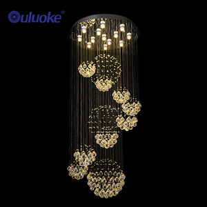 Prezzo di fabbrica grande salone decorativo Hotel hall scala sospesa montato moderno lampadario di cristallo a Led - Product Image 2