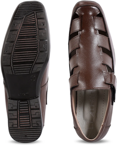 Sandalias de cuero marrón para hombre, calzado informal ultracómodo, ligero y transpirable con amortiguación suave y antideslizante - Product Image 6