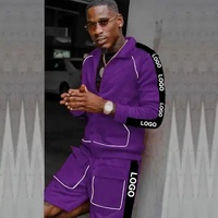 Ensemble court personnalisé de qualité supérieure Short cargo deux pièces rayures latérales fermeture éclair 3M survêtement réfléchissant pour hommes ensemble de survêtement