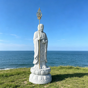 Statue de Bouddha Ksitigarbha, Liontin, Bodhidharma, <span class=keywords><strong>Jizo</strong></span>, Sculpture Zen en Pierre Naturelle, Grande Statue Debout à Vendre - Product Image 3