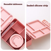 Boîte à bento portable pour étudiants, avec compartiment micro-ondable, pour cantine, salade et repas, avec couvercle en plastique