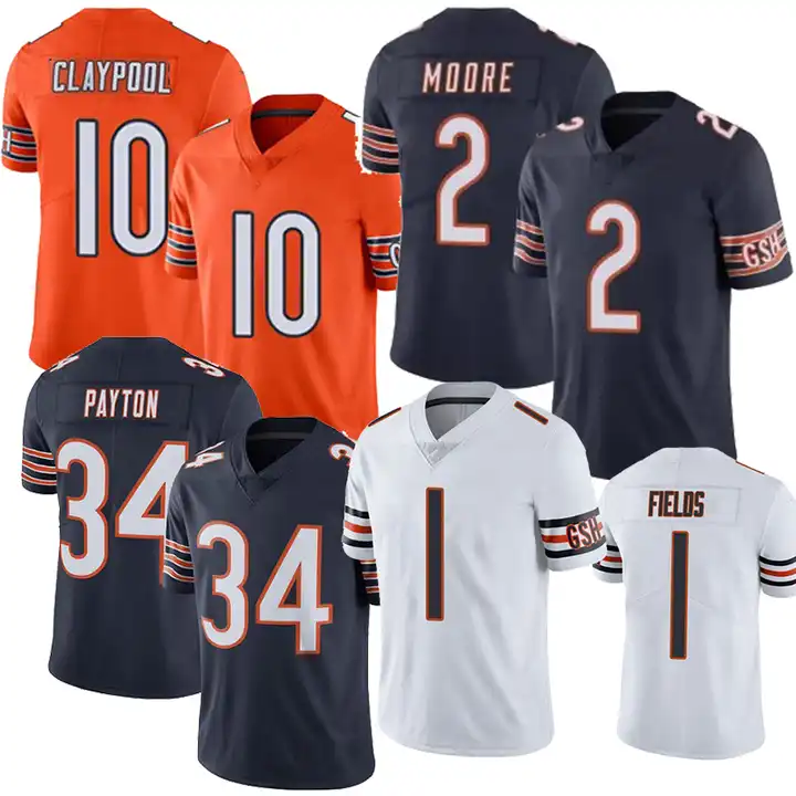 Wholesale 2024 new 1 Justin Fields Chicago 34 Walter Payton 2 DJ Moore 10  Chase Claypool 9 Jim McMahon Football jersey stitched From m.