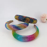 Serre-têtes en tissu éponge avec strass arc-en-ciel de 3,2 cm de large pour femmes, pour la Journée de la fierté, cerceau à cheveux rembourré, accessoires de coiffure quotidiens et de fête