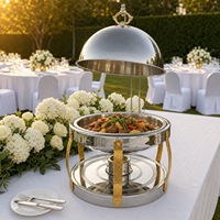 GOLDEN KEY Réchaud de buffet en acier inoxydable, finition grain de bois, marbre blanc, argent, noir, chauffe-plats commercial, compatible avec le chauffage au combustible, pour mariage