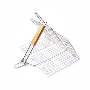 Barbecue Grill with Fish Holder, Stainless Steel Baking Net Holder, <b>BBQ</b> Grill with Large Capacity Folding Baking Basket Holder - Product Image 3