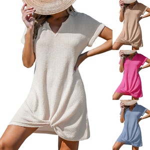 Nuevo Vestido de Playa con Cuello en V y Blusa Cruzada, Vestidos de Color Sólido para Mujer, Moda - Product Image 6