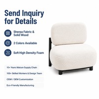 Fauteuil simple en sherpa, structure en bois d'hévéa, style moderne crème, pour salon et balcon, vente en gros, livraison directe