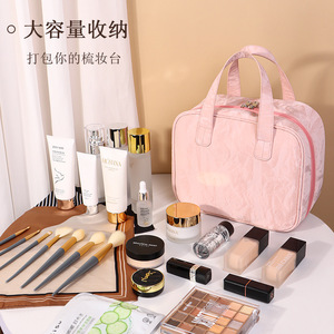 Bolsa de Maquillaje Ajustable con Múltiples Compartimentos, Gran Capacidad, Impermeable, Bolsa de Almacenamiento de Cosméticos de Viaje con Estuche para Brochas Desmontable - Product Image 3