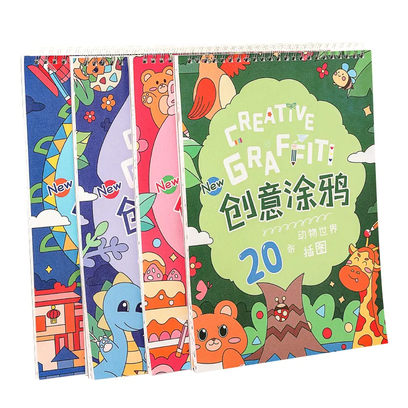 Il tampone di nastro di carta ispessita di alta qualità può essere utilizzato per il Mini libro di pittura a spirale con pennello di varietà per bambini