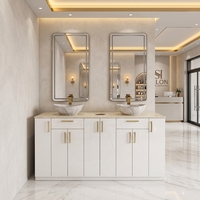 Station de manucure haut de gamme Bomacy, double vasque blanche, évier intégré, robinet en acier inoxydable, sur mesure, style moderne classique pour salon