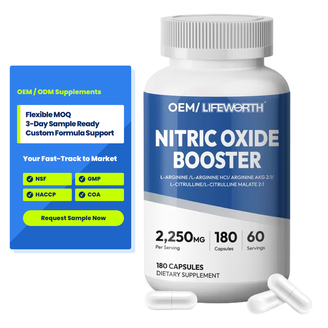 LIFEWORTH Bulk L-Arginine L-Citrulline Nitric Oxide Supplement GMP Factory Pre-Workout Sport Nutrition Capsule GMP Private Label