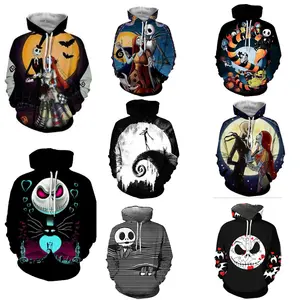 Custom Printing Pullover Hoodies Anime 3D Skull Print Halloween Party Skeleton Hoodie Sweatshirts