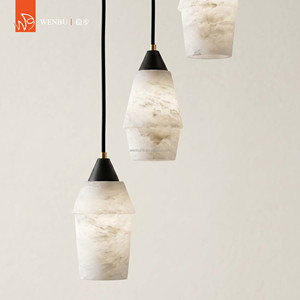 Lámpara colgante de alabastro español de 3 luces, de latón, para comedor, villa, vestíbulo. - Product Image 2