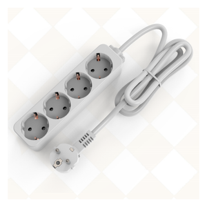 Enchufe de Extensión de 4 Vías con Conexión a Tierra, Estándar Europeo, con Cable de 1.5/3/5 Metros, Regleta de Alimentación Eléctrica - Product Image 1