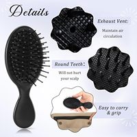 Brosse à cheveux démêlante personnalisée avec logo, mini brosse à coussin d'air, pour adultes et enfants, noire, pour cheveux épais, bouclés, humides ou secs