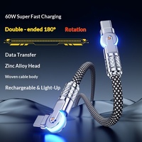 Cable de Datos de Estilo Mecha con Trenzado de 48 Hilos de Aleación de Zinc, Doble Ángulo y Rotación de 180°, Compatible con Laptops de 15 Pulgadas, Carga USB-C