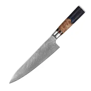 مصنوعة في الصين سكين طاهٍ حاد من الفولاذ الدمشقي بجودة عالية، سكين متعدد الأغراض لطهي اللحم المسلوق والسمك الخام، سكين طاهٍ حادة
