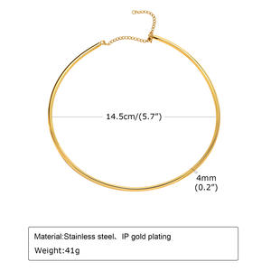 Bijouterie en gros Collier ras du cou en forme de <span class=keywords><strong>cercle</strong></span> fin Collier chic <span class=keywords><strong>extensible</strong></span> en acier inoxydable plaqué or pour femmes Fête - Product Image 4