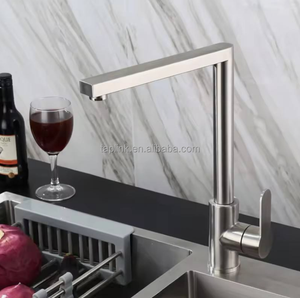 Hochwertige, preisgünstige SUS304 quadratische gebürstete Nickel-Küchenarmaturen mit Einlochmontage und Einhandbedienung im modernen Design - Product Image 5