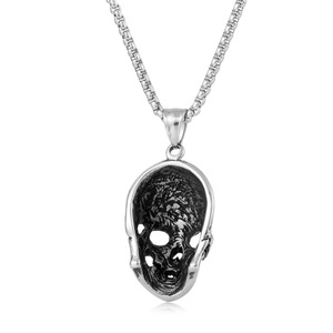 Collar yunnique con colgante de calavera de acero inoxidable, cadena Punk Hip Hop para hombre, 60cm de largo, diseño geométrico, joyería de moda - Product Image 3