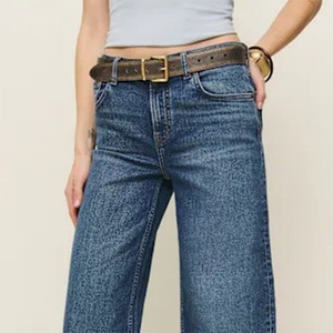 Wholesale Custom Women's <b>Jeans</b> Plus Size Loose Fit Wide-Leg Design <b>Waist</b> Hip <b>Elastic</b> Denim Fabric Classic Print logo for Women - Product Image 4