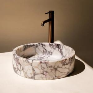 Минималистская итальянская раковина Calacatta Viola мраморная круглая умывальник из натурального камня для ванной комнаты дома и отеля - Product Image 1