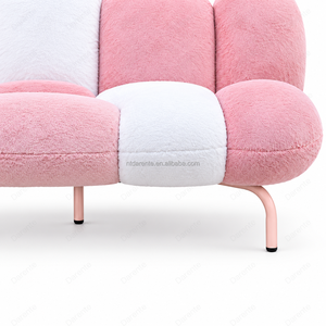 Canapé Nuage Style Princesse Rose Darente, Revêtement Doux Rose Poudré, Dossier Courbé et Coussins Arrondis pour Salon, Salle de Séjour, Maison - Product Image 5