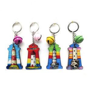 Tenerife MDF Wood <b>Custom</b> <b>Keychain</b> Simple Key Ring Bell with Oceans Design for Travel and Personal Souvenir Decoration - Product Image 2