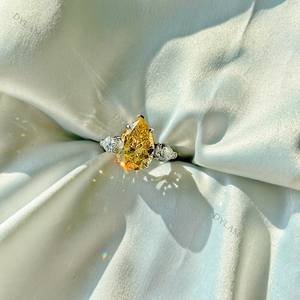 Dylam Luxury High Carbon Diamond Pink Blue Topaz Promise taglio a pera fidanzamento matrimonio anelli colorati in argento Sterling 925 con zirconi - Product Image 6