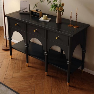 Armoire de couloir en <span class=keywords><strong>bois</strong></span> massif, armoire d'entrée rétro noire, commode, tables consoles mi-anciennes, buffet français - Product Image 4