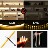 Bande LED COB flexible 2,7 mm 4 mm 12 V 15000 K bleu ciel froid blanc pour éclairage d'accentuation de fond spécial, vidéographie, 5 m/rouleau