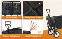 Chariot de camping pliable 176 lb, chariot de jardin haute capacité, chariot utilitaire portable et multifonctionnel