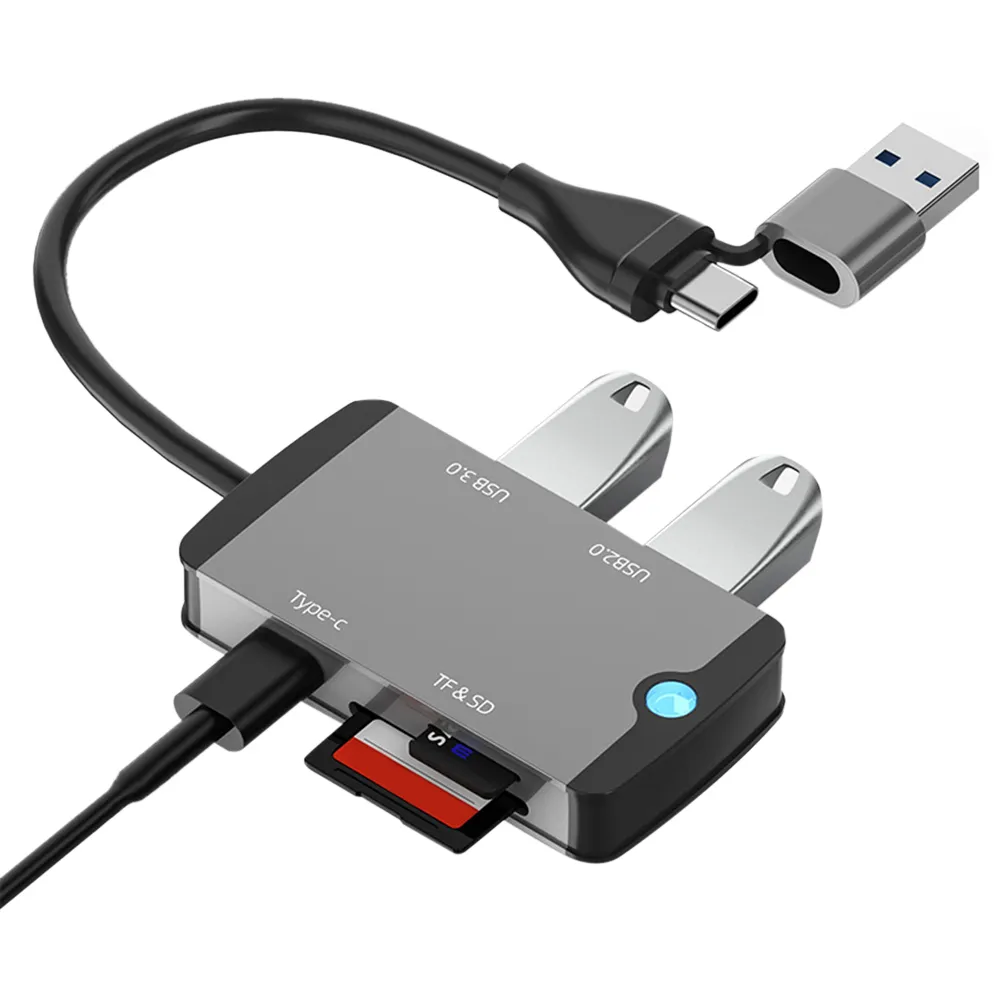 Hub pembaca kartu SD USB TF, 5 In 1 Tipe C Hub stasiun Dok USB C adaptor OTG Tipe C hub Splitter USB 3.0 adaptor untuk laptop