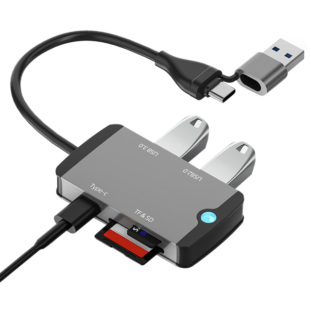 5 in 1Type C USB Hub TF SD Card Reader USB C Docking Station Hub OTG Adapter Type C Hub Splitter USB3.0 Adapter for Laptop
