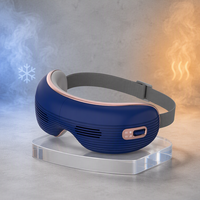 Masque de massage oculaire chauffant et rafraîchissant rechargeable avec pétrissage par airbag, fonction musicale et bandeau réglable pour la maison et les voyages