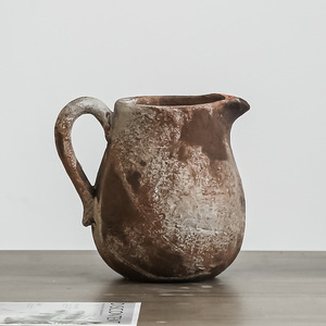 Vase en <span class=keywords><strong>terre</strong></span> <span class=keywords><strong>cuite</strong></span> vintage fait main avec double anse, style rustique, pour décoration de table - Product Image 2