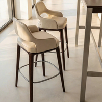 Tabourets de bar en bois massif, tabourets hauts pour îlot, usage domestique, style italien moderne minimaliste avec dossier et accoudoirs
