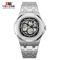 Montre-bracelet mécanique pour homme TEVISE R01C, bracelet en acier inoxydable, aiguilles lumineuses, affichage numérique, boîtier en métal, étanche, montre de sport